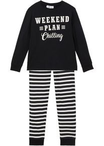 Pyjama aus reiner Baumwolle (2-tlg. Set) in schwarz, Grösse 152/158, 100% Baumwolle, bonprix