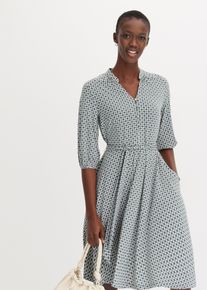 Jersey-Blusenkleid mit Bindeband (2.tlg-Set) in grün, Grösse 44/46 (L), bonprix