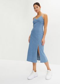 Jeanskleid mit Schlitz in blau, Gr&ouml;sse 38, 98% Baumwolle, bonprix