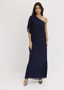 One-Shoulder-Kleid aus feinem Chiffon in blau, Grösse 44, bonprix