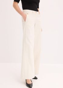 Wide Leg Hose mit Stretch in beige, Grösse 42, 97% Baumwolle, bonprix