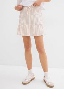 Stufenrock aus luftigem Leinen-Mix in beige, Grösse 42, bonprix