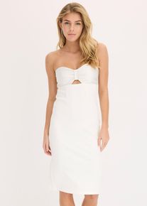 Bandeau-Kleid mit glänzendem Satin in weiss, Grösse 36, bonprix