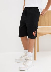 Sweat-Bermuda aus reiner Bio-Baumwolle in schwarz, Gr&ouml;sse 164/170, 100% Baumwolle, bonprix