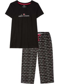 Capri Pyjama aus reiner Baumwolle in schwarz, Grösse 56/58 (3XL), 100% Baumwolle, bonprix
