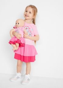 Shirtkleid und Puppenkleid (2-tlg.) aus reiner Bio-Baumwolle in rosa, Grösse 92/98, 100% Baumwolle, bonprix