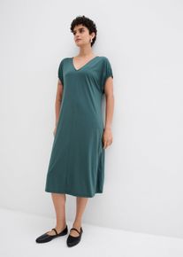 Jerseykleid mit V-Ausschnitt aus Viskose-Mix in grün, Grösse 36/38 (S), bonprix