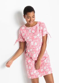 Jerseykleid mit Blumendruck in rosa, Grösse 44/46 (L), 100% Baumwolle, bonprix