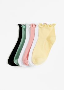 Kurzsocken mit Wellenrand mit Bio-Baumwolle (6er Pack) in weiss, Grösse 35-38, bonprix