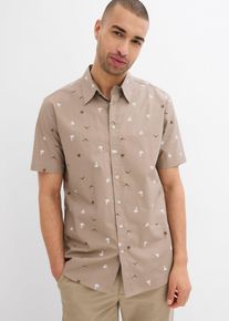 Kurzarmhemd aus reiner Baumwolle in braun, Grösse 51/52 (5XL), 100% Baumwolle, bonprix