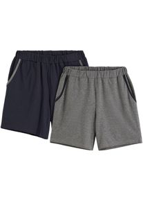 Pyjamahose kurz (2er Pack) in blau, Grösse 44/46 (S), 100% Baumwolle, bonprix