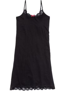 Kurzes Nachthemd mit zarter Spitze in schwarz, Grösse 36/38 (S), 95% Baumwolle, bonprix