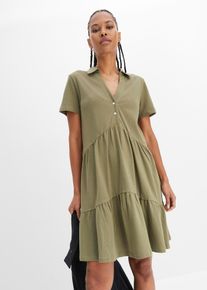 Shirtkleid mit Polokragen aus Biobaumwolle in grün, Grösse 32/34 (XS), 100% Baumwolle, bonprix