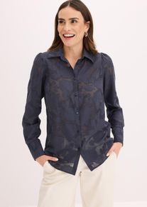 Bluse aus Jaquard-Chiffon in blau, Grösse 38, bonprix