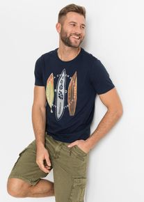 T-Shirt aus reiner Bio-Baumwolle Slim Fit in blau, Grösse 52/54 (L), 100% Baumwolle, bonprix