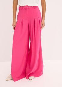 Bundfaltenhose mit Gürtel (2tlg-Set) in pink, Grösse 46, bonprix