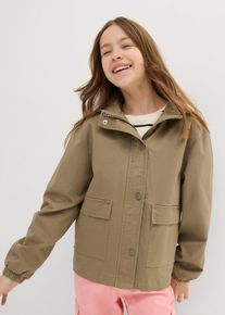 Twill-Jacke mit aufgesetzten Taschen und Kapuze in grün | Grösse 164/170 | 97% Baumwolle | bonprix