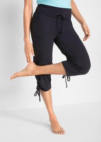 Capri-Hose mit Raffung aus Viskose-Mix in schwarz | Grösse 36/38 (S) | bonprix