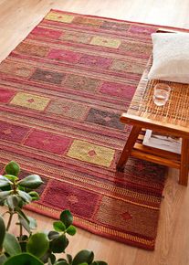Kelim-Teppich in warmen Farben in orange, 70x250 cm, 96% Baumwolle, bonprix