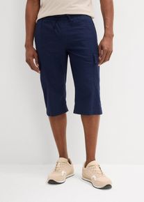 Regular Fit Cargo-Bermuda aus luftigem Leinen-Mix in blau, Grösse 60, bonprix