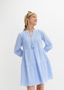 Blusenkleid aus reiner Baumwolle in blau, Grösse 36, 100% Baumwolle, bonprix
