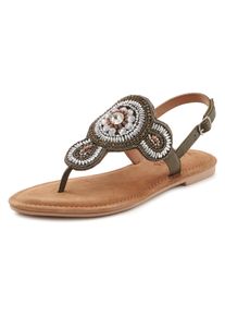 Lascana Witt Damen Zehentrenner, olivgrün, Größe 37, 20% Leder, 20% Schafsleder