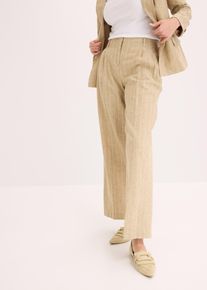 Bundfaltenhose mit Leinenanteil in braun, Grösse 42, bonprix