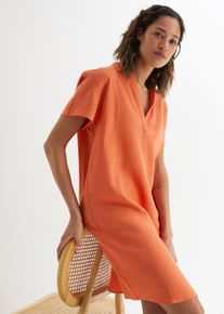 Tunika-Kleid aus leichtem Leinen-Mix in orange, Grösse 48, bonprix