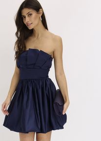 Ballonkleid aus glänzendem Satin in blau, Grösse 46, bonprix