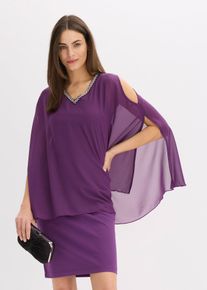 Chiffonkleid mit Strasssteinverzierung in lila, Grösse 38, bonprix