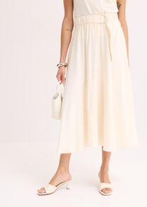 Twill-Rock mit fließendem Viskose-Mix in beige, Grösse 40, bonprix