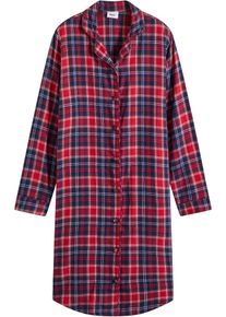 Gewebtes Nachthemd aus Flanell mit Knopfleiste in blau, Grösse 36/38 (S), 100% Baumwolle, bonprix