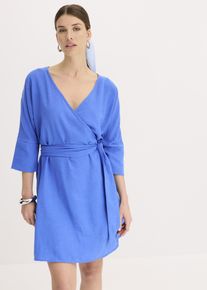 Minikleid in Wickeloptik in blau, Grösse 54, bonprix