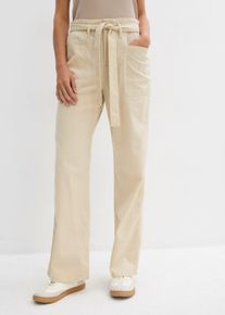 7/8-Hose mit Bequembund aus reiner Baumwolle in beige, Grösse 42, bonprix
