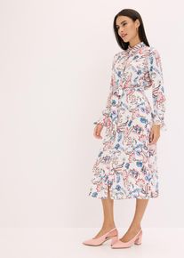 bedrucktes Blusenkleid aus fließender Viskose in weiss, Grösse 44, bonprix