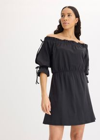 Jerseykleid mit Carmen-Ausschnitt in schwarz, Grösse 32/34 (XS), 100% Baumwolle, bonprix