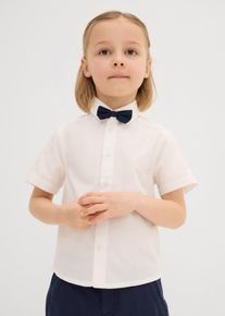 Kurzarmhemd und Fliege aus reiner Baumwolle (2-tlg.Set) in weiss, Grösse 92, 100% Baumwolle, bonprix