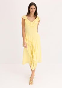 Chiffonkleid mit Trägern und Volants in gelb, Grösse 42, bonprix