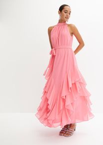 Chiffonkleid mit Volants in pink, Grösse 46, bonprix