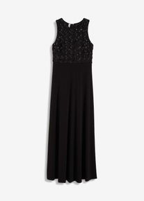 Maxikleid mit Paillettenstickerei in schwarz, Grösse 40/42 (M), bonprix