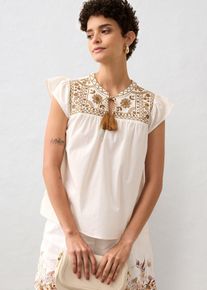 Tunika mit Seidenanteil und Stickerei in weiss, Grösse 44, bonprix
