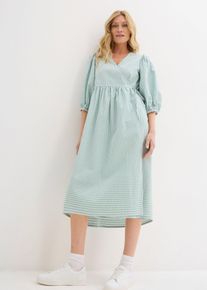 Wickelkleid aus Strukturmaterial in grün, Grösse 50, 100% Baumwolle, bonprix