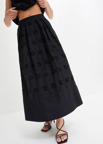 Maxirock aus Bio-Baumwolle in schwarz, Grösse 44, 100% Baumwolle, bonprix