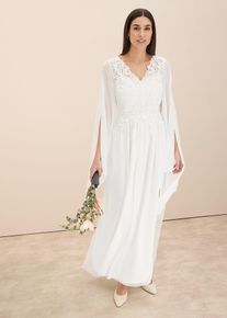 Brautkleid aus feinem Chiffon mit Spitze in weiss, Grösse 44, bonprix