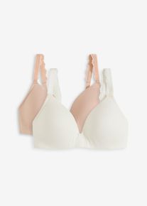 Schalen-BH ohne Bügel mit Baumwolle (2er Pack) in beige, Grösse 85A, 95% Baumwolle, bonprix