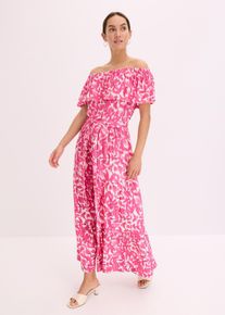 Carmen-Midikleid aus softem Viskose-Mix in weiss, Grösse 52/54 (XXL), bonprix