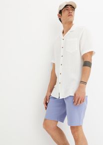 Musselin-Kurzarmhemd aus reiner Baumwolle in weiss, Grösse 47/48 (3XL), 100% Baumwolle, bonprix