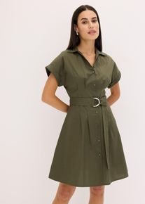 Blusenkleid mit Gürtel in grün, Grösse 52, 100% Baumwolle, bonprix