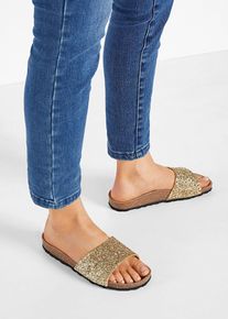 Pantolette in gold glitzer, Grösse 38, bonprix