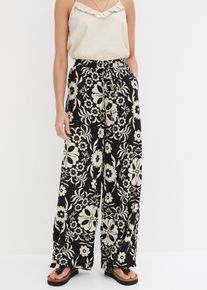 Marlenehose aus fließender Viskose in schwarz, Grösse 48, bonprix